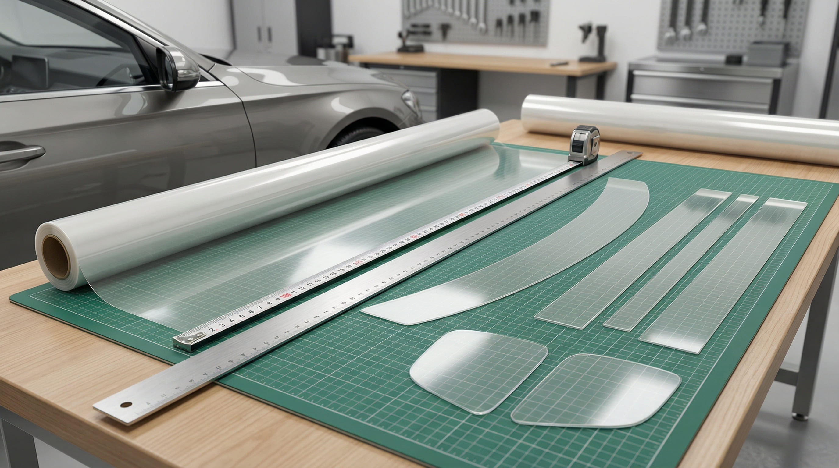 Ile folii PPF potrzebuję? Kalkulator metrażu i dobór szerokości rolki (maska, progi, słupki, lusterka).